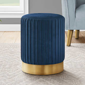 Navy Pleated Ottoman